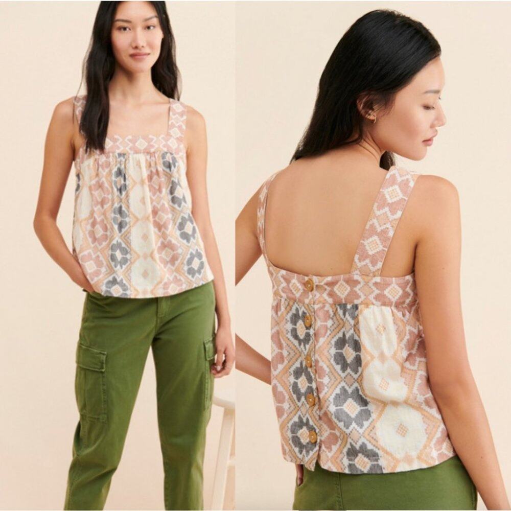 Anthropologie Marta Patterned Swing Tank Top